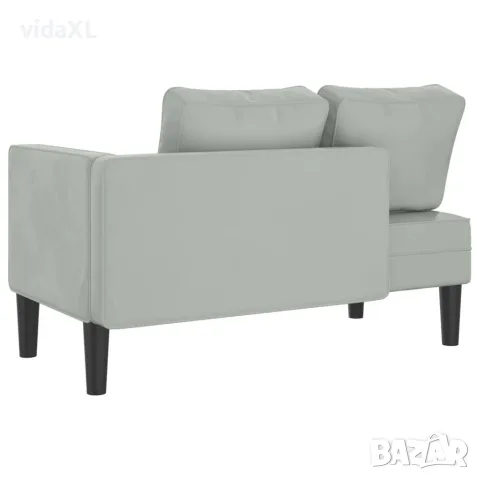vidaXL Кушетка с възглавници, светлосива, кадифе, снимка 5 - Столове - 56147449