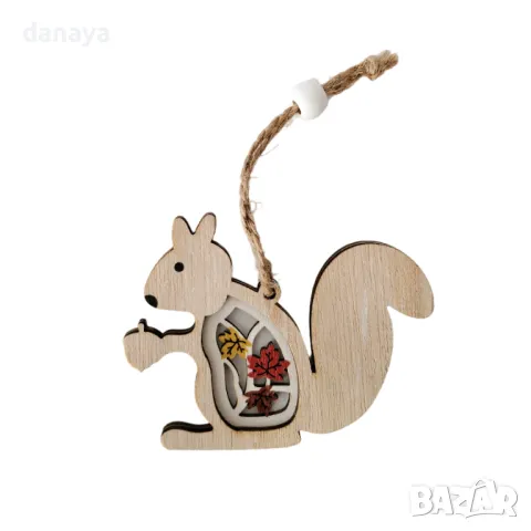 5238 Висяща дървена фигурка Катеричка Таралеж есенна висулка, снимка 3 - Декорация за дома - 47318814