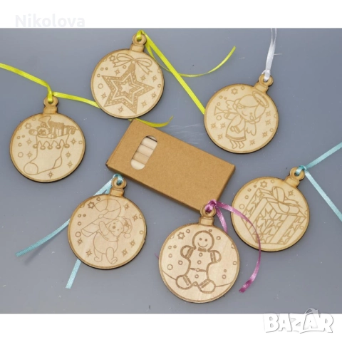 Сет от коледни топки за оцветяване + цветни моливи, снимка 4 - Други - 52277568