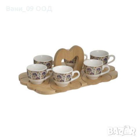 Сервиз-поднос за кафе с 6 чашки