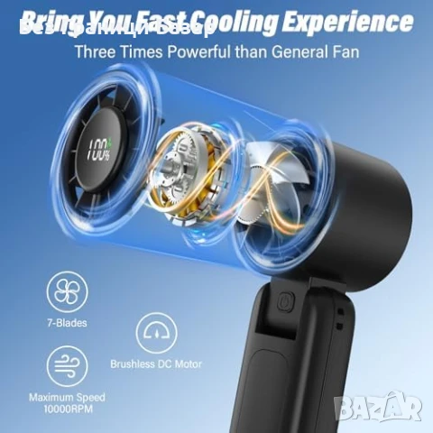Нов Преносим Ръчен Вентилатор 5000mAh, 6 скорости, USB, LED дисплей, снимка 2 - Друга електроника - 50636858