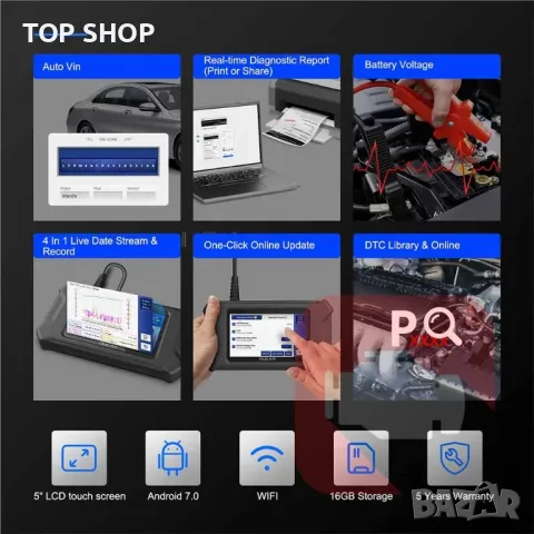 MUCAR CS6 Multimake Car Diagnostic Case: Професионален диагностичен инструмент Bluetooth OBD2, снимка 2 - Гедорета - 48787393