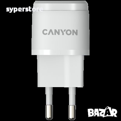 Зарядно за телефон, адаптер CANYON H-20-05, 1xUSB Type-C, Бял SS30216, снимка 1 - Оригинални зарядни - 40016839