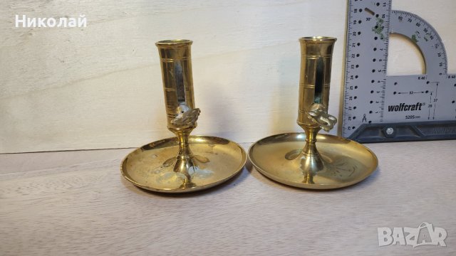 Стари,винтидж месингови свещници, Швеция, снимка 4 - Антикварни и старинни предмети - 42141812