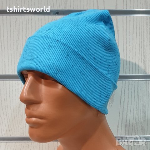Нова мъжка зимна шапка рипс с подгъв в цвят син меланж, снимка 7 - Шапки - 39333037