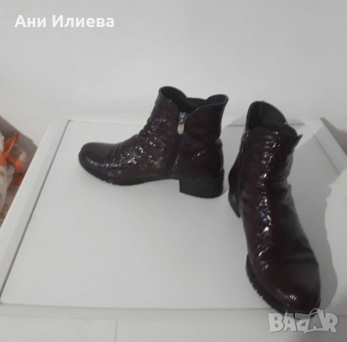 Боти бордо естествен лак, снимка 2 - Дамски боти - 30432795