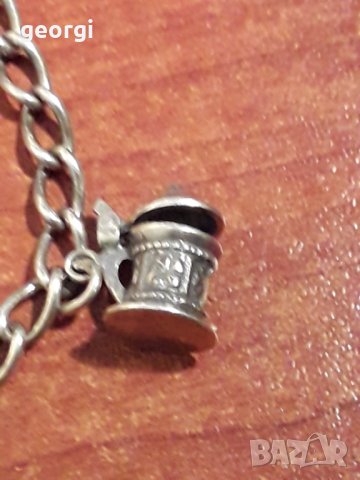 Немска сребърна гривна с талисмани, снимка 3 - Колекции - 31247549