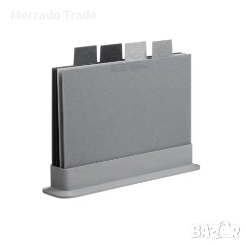 Комплект 4 дъски за рязане с икони Mercado Trade, За храна, Сиви