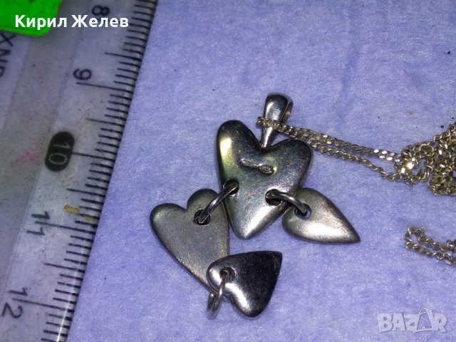 РОМАНТИЧНО ИТАЛИАНСКО СРЕБЪРНО АРТ КОЛИЕ със СЪРЧИЦА РОДИРАНО СРЕБРО 925 ДИЗАЙНЕРСКО БИЖУ 39909, снимка 6 - Колиета, медальони, синджири - 42855293