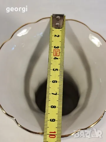 Руска порцеланова ваза с цветя, позлата и перлен ефект Коростенский фарфор , снимка 8 - Вази - 47701016