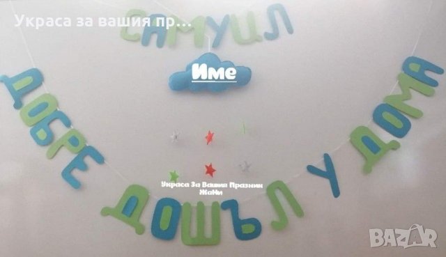 Украса За посрещане на новородено бебе у дома по поръчка , снимка 3 - Декорация за дома - 31850674