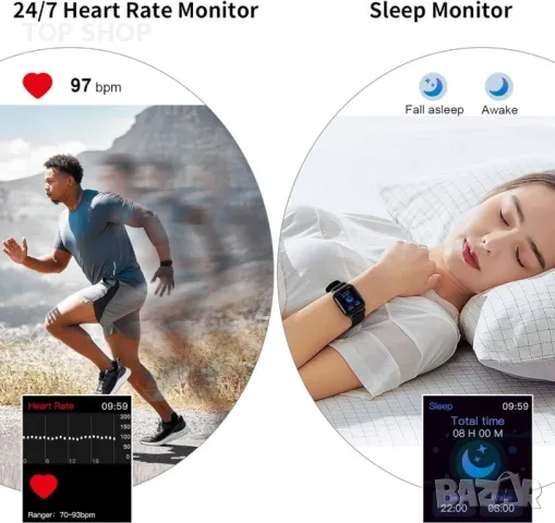 【Подобрени смарт часовници за мъже и жени】 Смарт часовник Jugeman разполага с 1,69-инчов TFT цветен, снимка 6 - Смарт часовници - 48831946