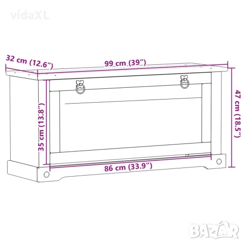vidaXL Шкаф за обувки "Corona" 99x32x47 см бор масив, снимка 9 - Шкафове - 56147439