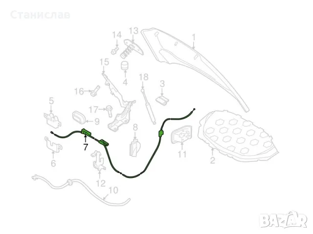Volvo V70 MK3 жило (въже) за отваряне на преден капак , снимка 3 - Части - 50165380