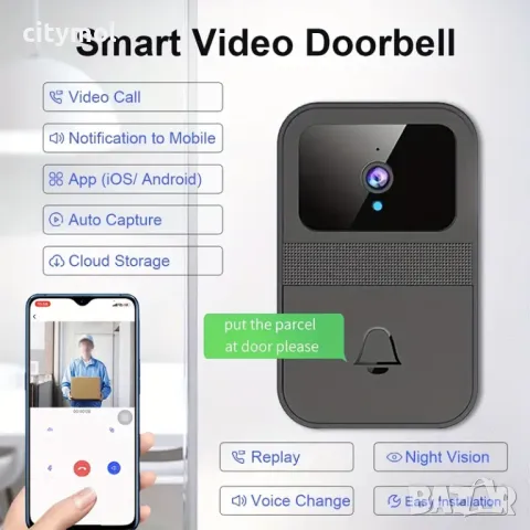 Smart Video звънец  Android, iOS, USB станция, нощен режим, двупосочно аудио, HD, преправяне на глас, снимка 6 - Други - 48114051