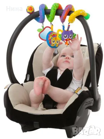 Играчка спирала за количка и кошара, с плюшени играчки Playgro