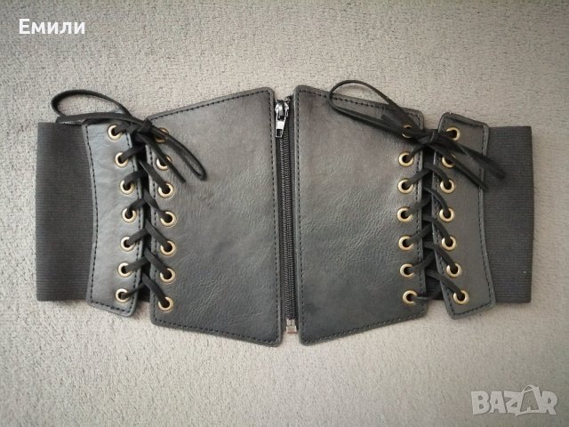 Корсет колан от еко кожа с връзки и цип, снимка 5 - Колани - 37512612
