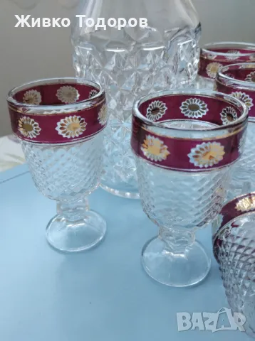 Ретро/винтидж чаши със столче ,Luminarc рубинено червено 100 ml. 6 бр., снимка 6 - Чаши - 48800385