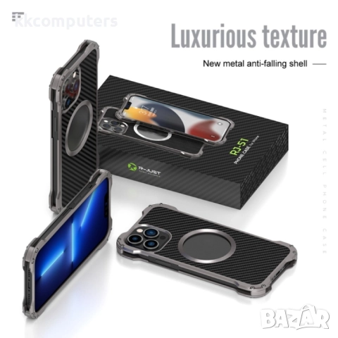 Apple iPhone 13 Pro Max Удароустойчив R-JUST RJ51 Hollow Метален Калъф и Протектор, 49,92 лв,, снимка 2 - Калъфи, кейсове - 52818631