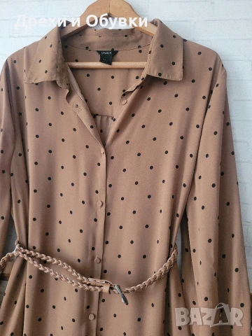 Дълга рокля тип риза на точки , снимка 2 - Рокли - 50459435