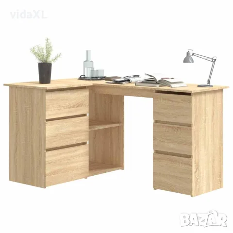 vidaXL Ъглово бюро, дъб сонома, 145x100x76 см, инженерно дърво, снимка 3 - Бюра - 56147723