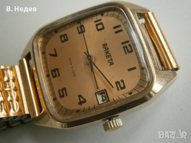 RАКЕТА - Cartier, кал. 2614.H, made in USSR, каса 32,5х32,5mm, Au, снимка 2 - Мъжки - 39304345