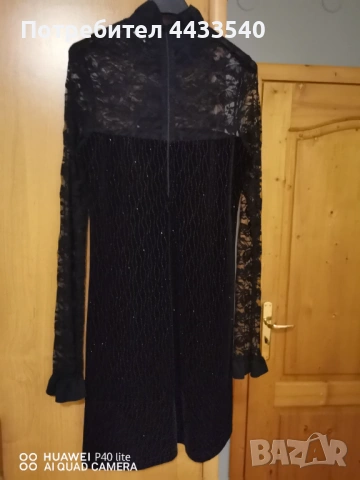 Официална черна рокля с дантела. Чудесна! , снимка 4 - Рокли - 53916601