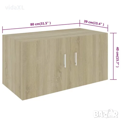 vidaXL Шкаф за стена, дъб сонома, 80x39x40 см, инженерно дърво, снимка 8 - Шкафове - 56147819