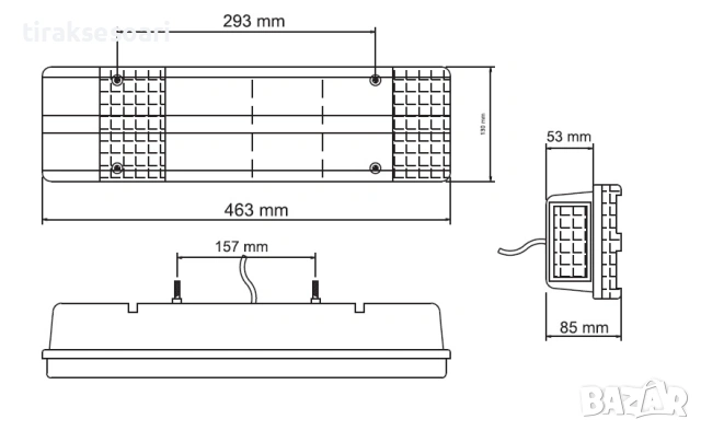 Комплект стопове 46 см 12V-24V 8 функции за камион и ремарке с крушки, снимка 2 - Аксесоари и консумативи - 53979191