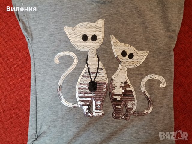 Блузка с котенца от сребристи пайети