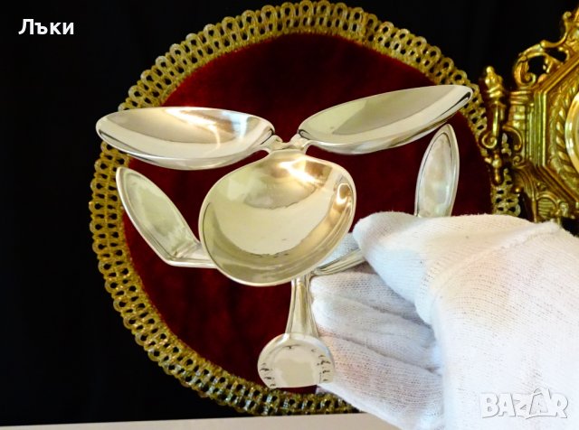 Посребрена коктиера,свещник,пепелник,солница , снимка 3 - Антикварни и старинни предмети - 37654433