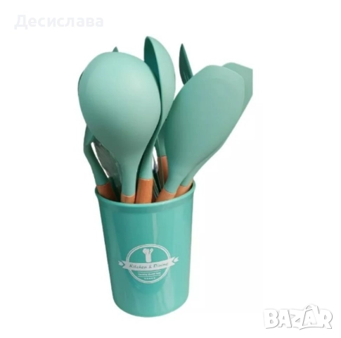 Комплект кухненски прибори 11 бр. в кръгла поставка., снимка 3 - Прибори за хранене, готвене и сервиране - 52867861