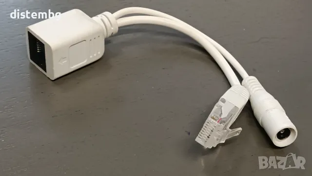 Комплект инжектор и кабел за пасивен захранващ адаптер през PoE ethernet, Kwmobile, бял, пластмаса