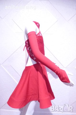 Червена детска рокля за спортни танци, снимка 3 - Художествена гимнастика - 42842731