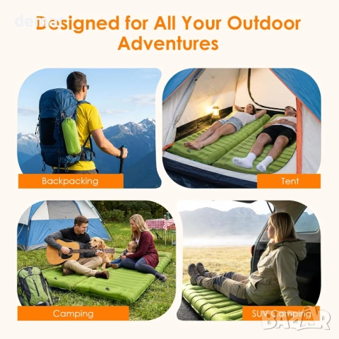 Къмпинг постелка Minthouz, ултралек надуваем къмпинг матрак с възглавница и вградена помпа, снимка 7 - Надуваеми легла - 53949643