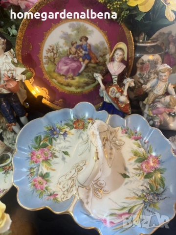 Луксозен двусекционен съд – Ръчна Рисунка | Винтидж Шедьовър, снимка 10 - Декорация за дома - 54059844