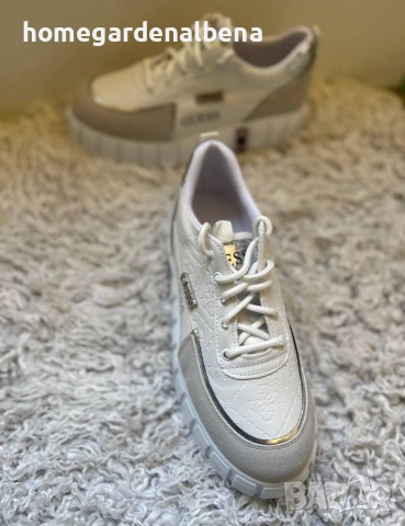 Дамски маратонки на платформа — бежово и бяло — леки и удобни — номера 36-40, снимка 3 - Маратонки - 54233577