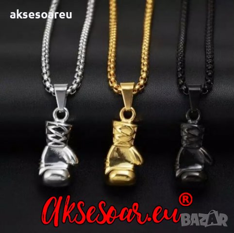 Колие боксова ръкавица верига от неръждаема стомана боксьорска ръкавица за мъже мъжки хип-хоп спортн, снимка 12 - Колиета, медальони, синджири - 38291213