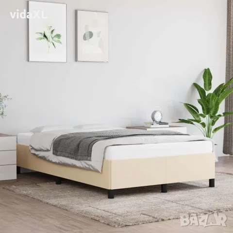 vidaXL Рамка за легло без матрак, кремави, 120x190 см, плат, снимка 2 - Спални и легла - 56146807