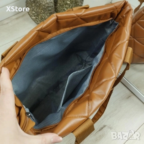 Дамска капитонирана чанта от еко к. - супер удобна подходяща за ежедневието, снимка 6 - Чанти - 52584493