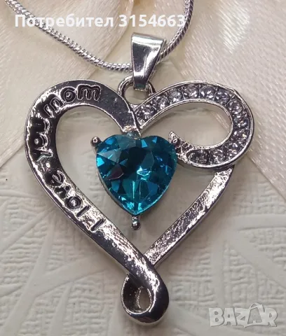 Сребърно колие с кристали , снимка 2 - Колиета, медальони, синджири - 50178822