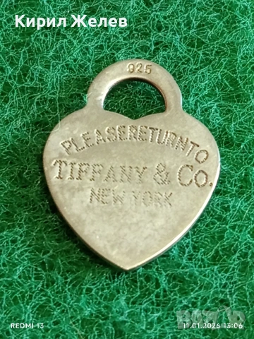 Сребърна висулка във формата на сърце от колекцията Return to Tiffany марково нежно бижу 21452, снимка 2 - Колиета, медальони, синджири - 53062063