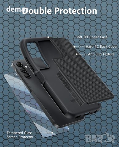 FNTCASE калъф за телефон Samsung A15: Двуслоен калъф за защита срещу удари - Galaxy A15 4G/5G/LTE, снимка 2 - Калъфи, кейсове - 44460330