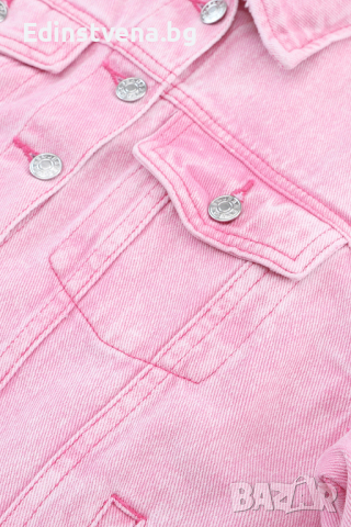 Дамско дънково яке в розово, 100% памук, снимка 10 - Якета - 44599225