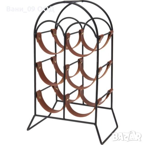 Поставка за вино от метал и кожа
