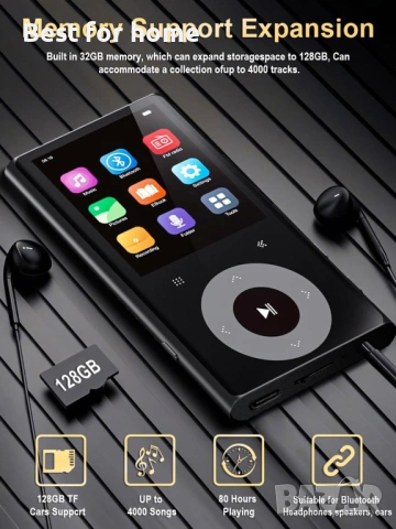 64GB MP3 плейър с Bluetooth 2.4" екран Hi-Fi звук без загуби Bluetooth MP3 плейър, снимка 6 - Друга електроника - 54352228