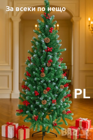 Коледна елха с червени плодчета и шишарки – ED-KLDE2025 Код P1443