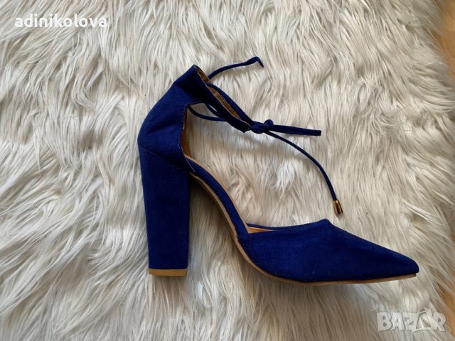 Нови турско сини обувки на ток, снимка 2 - Дамски обувки на ток - 38501823