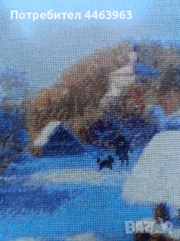 гоблен ,, Зимен ден", 33/20 см, снимка 15 - Гоблени - 51278761
