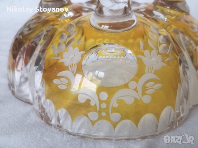 Кристална купа от 20-те години на 20-ти век - Бохемия, снимка 6 - Антикварни и старинни предмети - 31106792